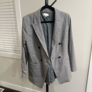 LOFT Double-Breasted Plaid Blazer